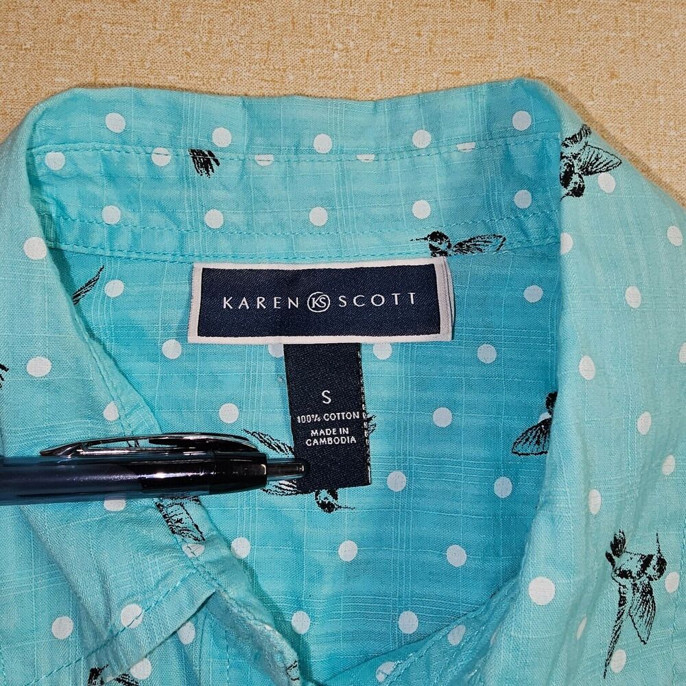KAREN SCOTT All Over Bird Print Shirt Womens Size Small Novelty Office - Picture 5 of 7